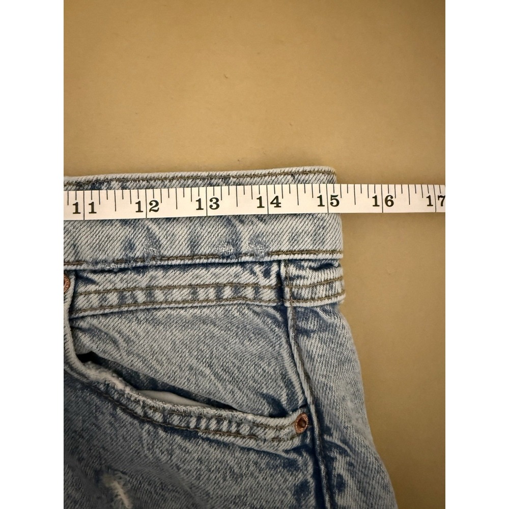 ZARA The Mini Skirt Denim Distressed Destroyed Raw Hem Light Wash Large - Picture 12 of 13